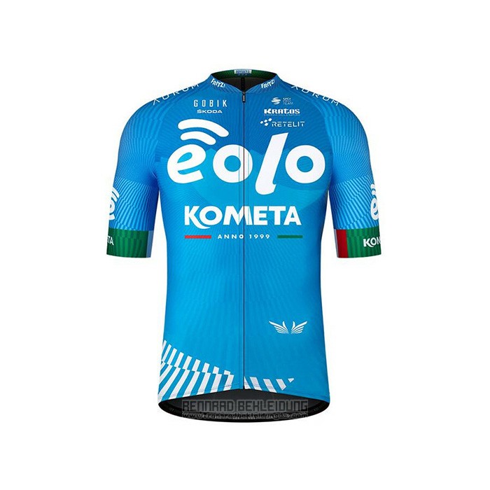 2021 Fahrradbekleidung Eolo Kometa Blau Trikot Kurzarm und Tragerhose